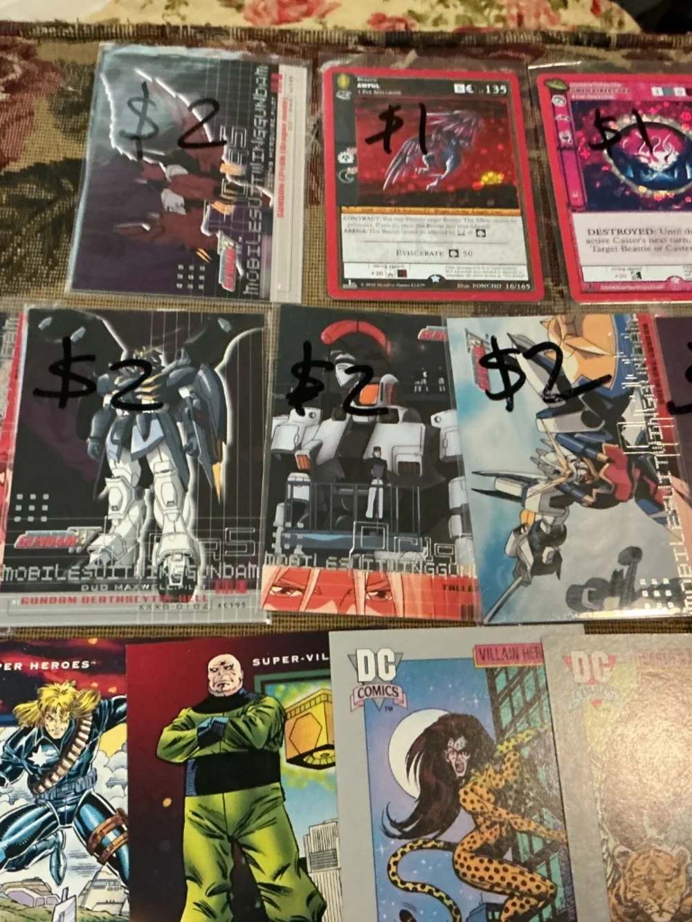 43 Trading Cards of Gundam Dc Marvel silver star MetaZoo cardfight & Brainrot